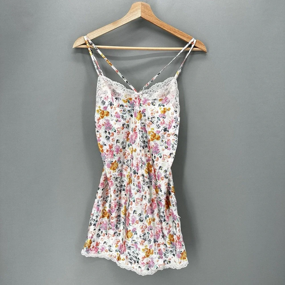 Victorias Secret Floral Cami Mini Slip Dress Lace‎ Womens S Chemise Y2K Babydoll - Picture 10 of 10